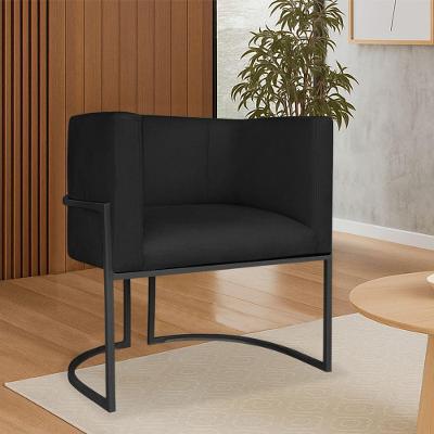 Poltrona Dália Luxo Moderna Estofada Design Sofisticado Com Base De Ferro Preto Suede Preto