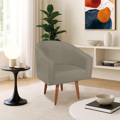Poltrona Decorativa Jade Design Moderno Sala De Estar Quarto Escritório Confortável Luxo Pés Palito Suede Cappuccino