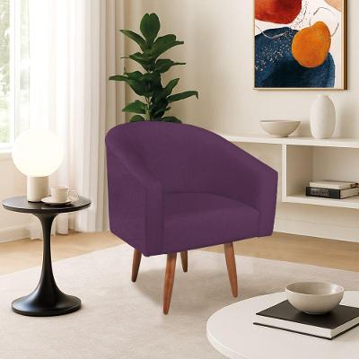 Poltrona Decorativa Jade Design Moderno Sala De Estar Quarto Escritório Confortável Luxo Pés Palito Suede Roxo