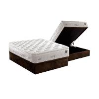 Cama Box Baú Casal: Colchão Molas MasterPocket Ensacadas Anjos   Impressione + Base CRC Suede Brown(138x188) - 1