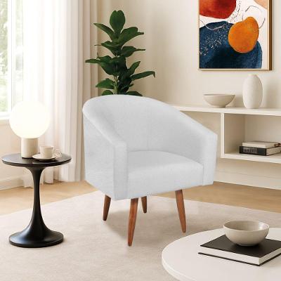 Poltrona Decorativa Jade Design Moderno Sala De Estar Quarto Escritório Confortável Luxo Pés Palito Suede Branco