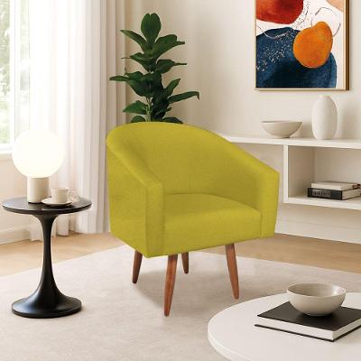 Poltrona Decorativa Jade Design Moderno Sala De Estar Quarto Escritório Confortável Luxo Pés Palito Suede Amarelo
