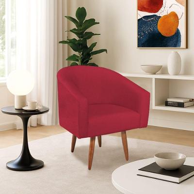 Poltrona Decorativa Jade Design Moderno Sala De Estar Quarto Escritório Confortável Luxo Pés Palito Suede Vermelho