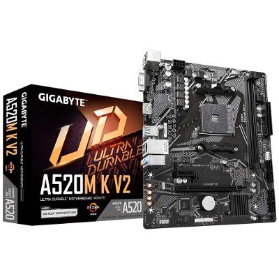 Placa Mãe Gigabyte A520m-k V2, Socket Amd Am4, Ddr4, Slot M.2 Nvme, Micro Atx
