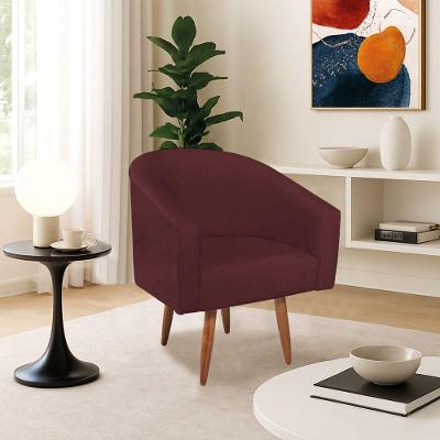 Poltrona Decorativa Jade Design Moderno Sala De Estar Quarto Escritório Confortável Luxo Pés Palito Suede Bordô