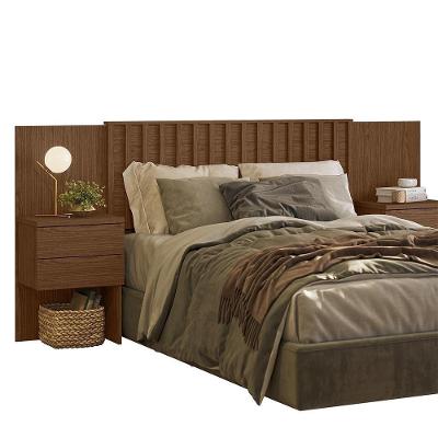 Cabeceira Casal Olinda Extensível Ripada Nogueira - Móveis Albatroz Nogueira