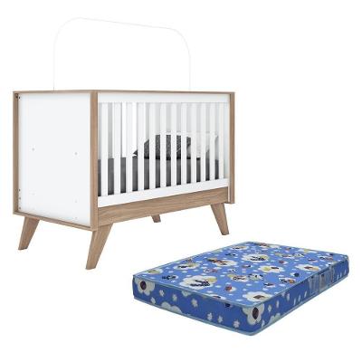 Berço Mini Cama Confete Branco-jequitibá Com Colchão Baby Physical - Móveis Henn