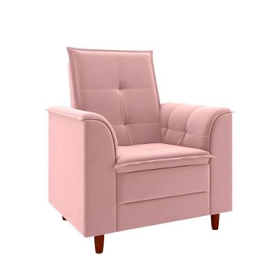 Poltrona Decorativa Estofada Confortável Sala Miley Veludo Rosa