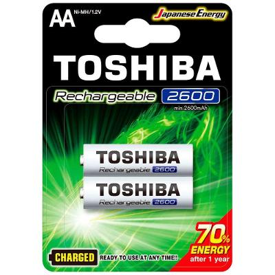 Pilha Recarregável Toshiba Tipo Aa 2600mah, Tnh6gae Bp-2c, 1.2v, Embalagem C- 2 Pilhas