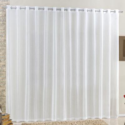 Cortina 4 Mts Sala Quarto Voal E Linho Para Varão Branco - 100% Poliéster