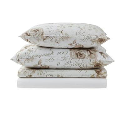 Jogo De Lençol Bella Casal 4 Peças Percal 200 Fios Estampado Floral - Rosas Vintage - 100% Poliéster