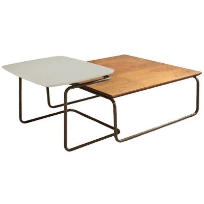 Conjunto Mesa De Centro Munique Castanho Off Base Em Metal Café