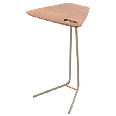 Mesa De Apoio Flat Castanho Em Metal Champanhe