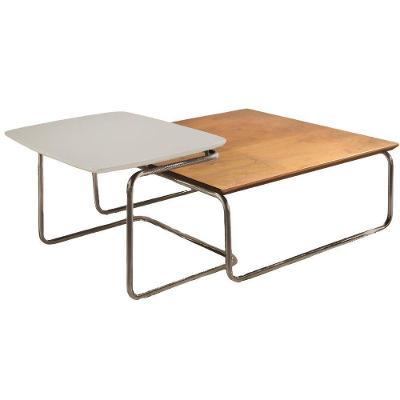 Conjunto Mesa De Centro Munique Castanho Off Base Em Metal Champanhe