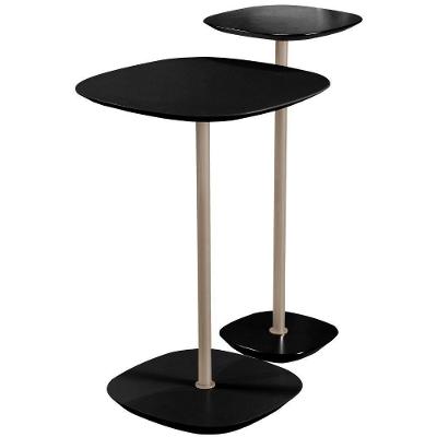 Conjunto 2 Mesas Laterais Florença Preto Em Metal Champanhe