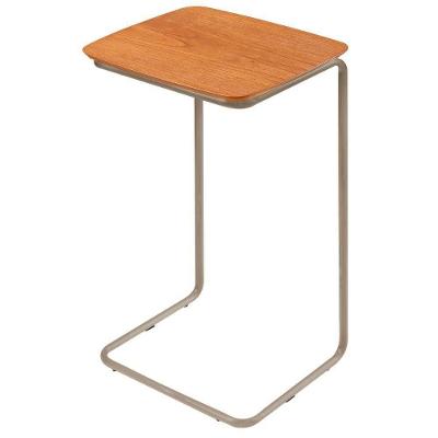 Mesa De Apoio Slim Castanho Em Metal Champanhe