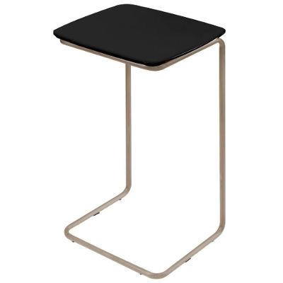 Mesa De Apoio Slim Preto Em Metal Champanhe