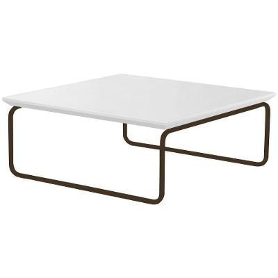 Mesa De Centro Munique Off White Base Em Metal Café