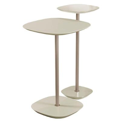 Conjunto 2 Mesas Laterais Florença Off White Em Metal Champanhe