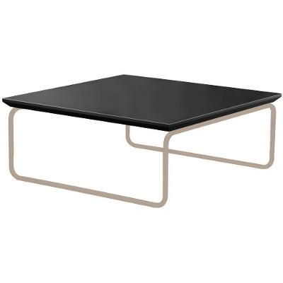 Mesa De Centro Munique Preto Base Em Metal Champanhe