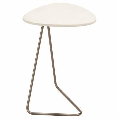 Mesa De Apoio Folha Off White Em Metal Champanhe 69 Cm