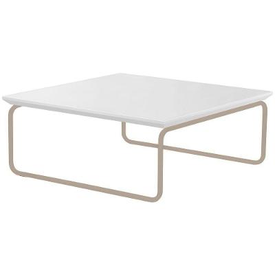 Mesa De Centro Munique Off White Base Em Metal Champanhe