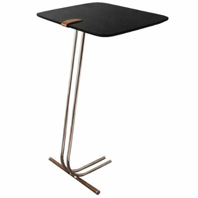 Mesa De Apoio Soft Preto Em Metal Champanhe