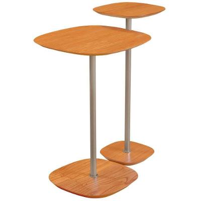 Conjunto 2 Mesas Laterais Florença Castanho Em Metal Champanhe