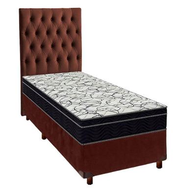 Box Marrom+ Colchão Solteiro Airtech 150 Ortobom + Cabeceira