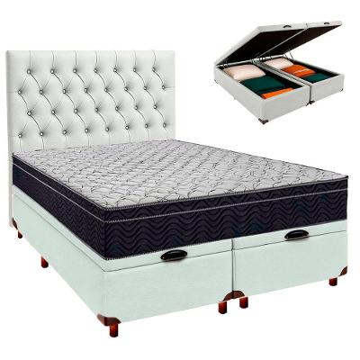Box Baú Branco Com Colchão Casal Airtech 150 Ortobom + Cabeceira