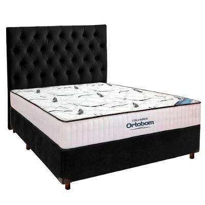 Cama Box Preto Com Colchão Casal High Foam Ortobom E Cabeceira