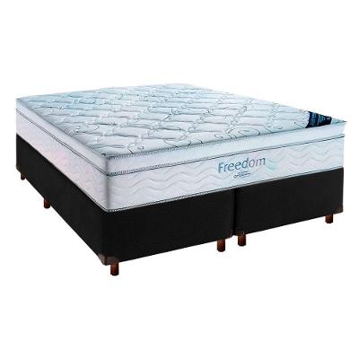 Cama Box Preto + Colchão Queen Freedom Ortobom