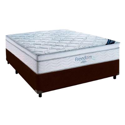 Cama Box Marrom + Colchão Casal Freedom Ortobom
