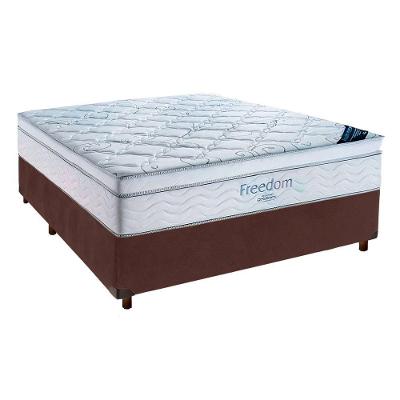 Cama Box Marrom + Colchão Casal Freedom Ortobom