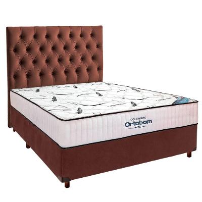 Cama Box Marrom+colchão Casal High Foam Ortobom E Cabeceira