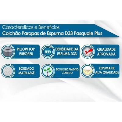 Cama Box Baú Queen: Colchão Espuma Paropas  D33 Pasquale Plus Euro Pillow + Base CRC Suede Black(158x198)