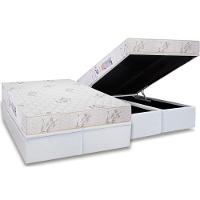 Cama Box Baú Queen: Colchão Espuma D45 Luckspuma Gran Luck + Base CRC Courano White(158x198) - 1