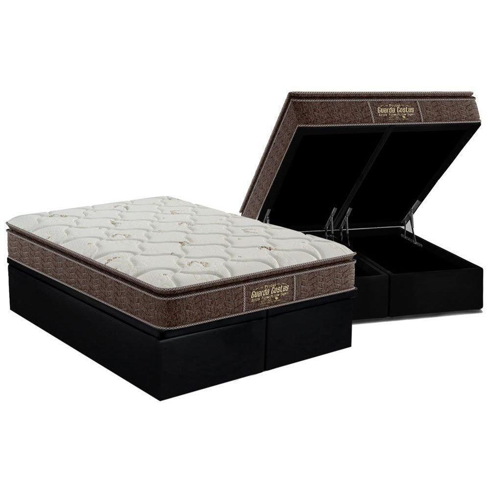 Cama Box Baú King: Colchão Ortopédico Probel Guarda Costas Extra Firme + Base Black(193X203) - 1
