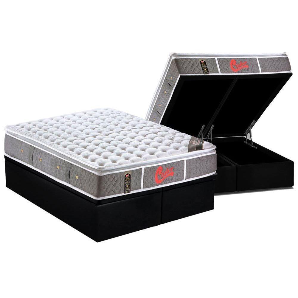 Cama Box Baú King: Colchão Molas Ensacadas Castor+Base Black(193X203) - 1