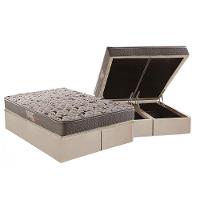Cama Box Baú Queen: Colchão Anatômico Herval AG65 Fort Black Firme Pillow Top + Base CRC Suede Clean(158x198) - 1