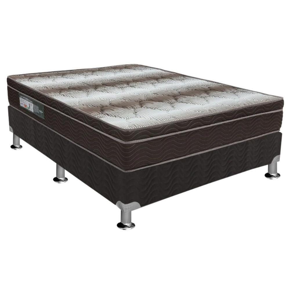 Cama Box Casal: Colchão Ortopédico Ortobom Light OrtoPillow + Base CRC Courano Black(138x188) - 1