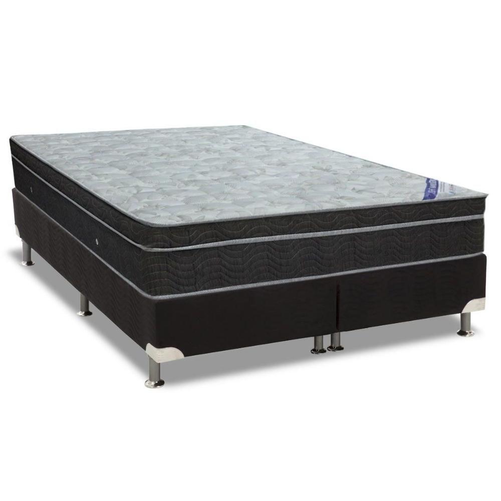 Cama Box King: Colchão Molas Bonnel Ortobom Nanolastic Light Selado + Base CRC Suede Black(186x198) - 1