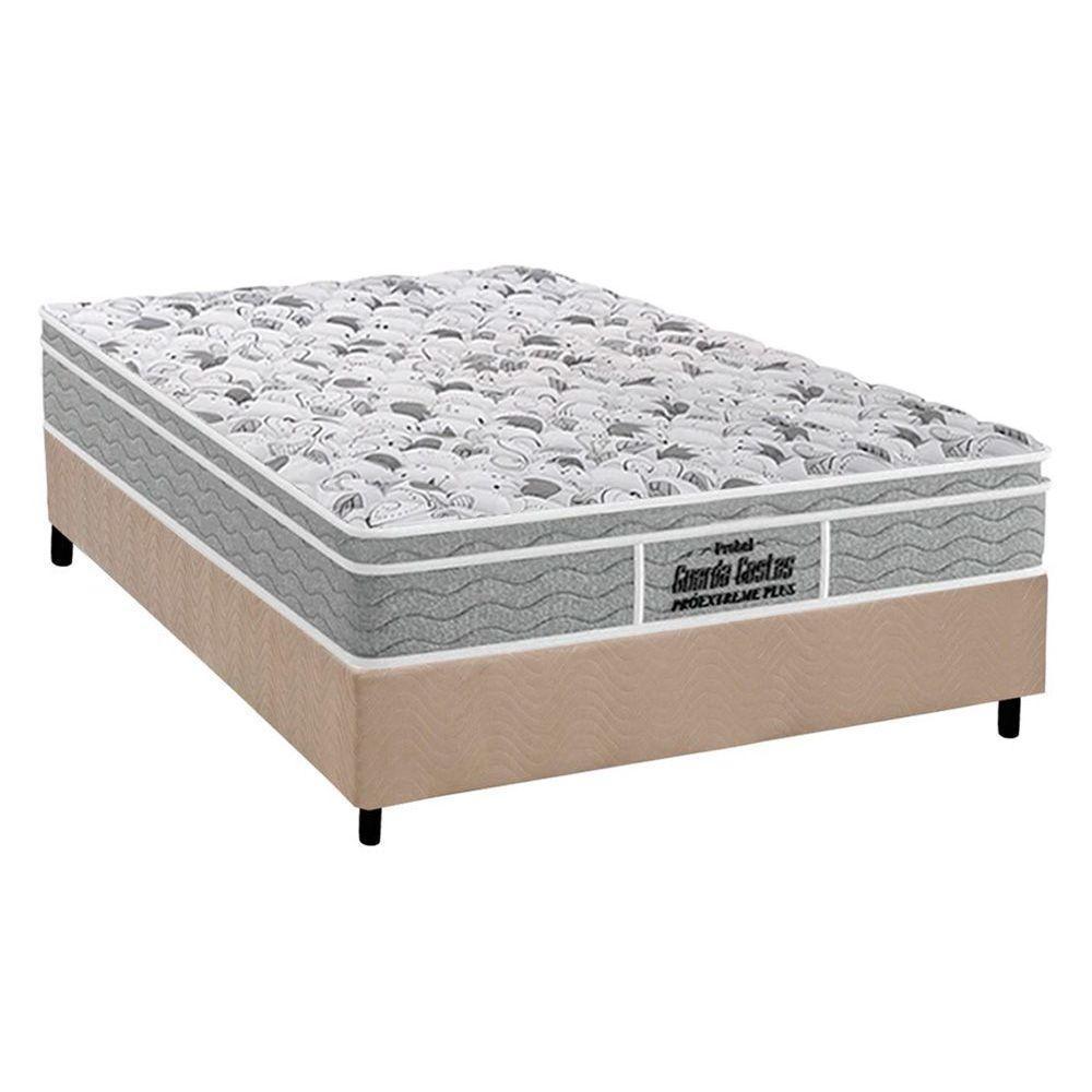 Cama Box Casal: Colchão Ortopédico Probel D45/Ep Guarda Costas Próextreme Plus + Base Clean(138X188) - 1