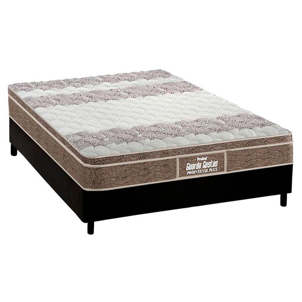 Cama Box Casal: Colchão Ortopédico Probel D33/EP Guarda Costas Próintense Plus + Base CRC Suede Black(138x188) - 1