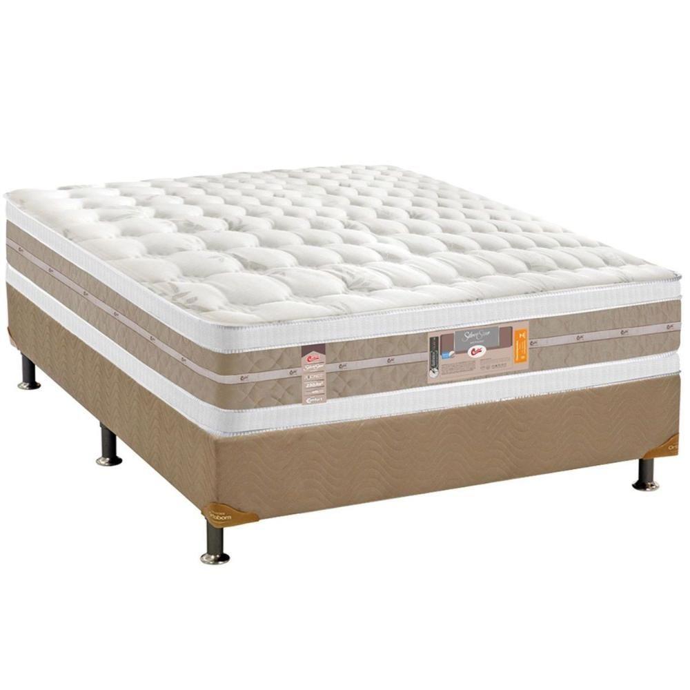 Cama Box Casal: Colchão Molas Pocket Ensacadas Castor Silver Star Air + Base Bege(138X188) - 1