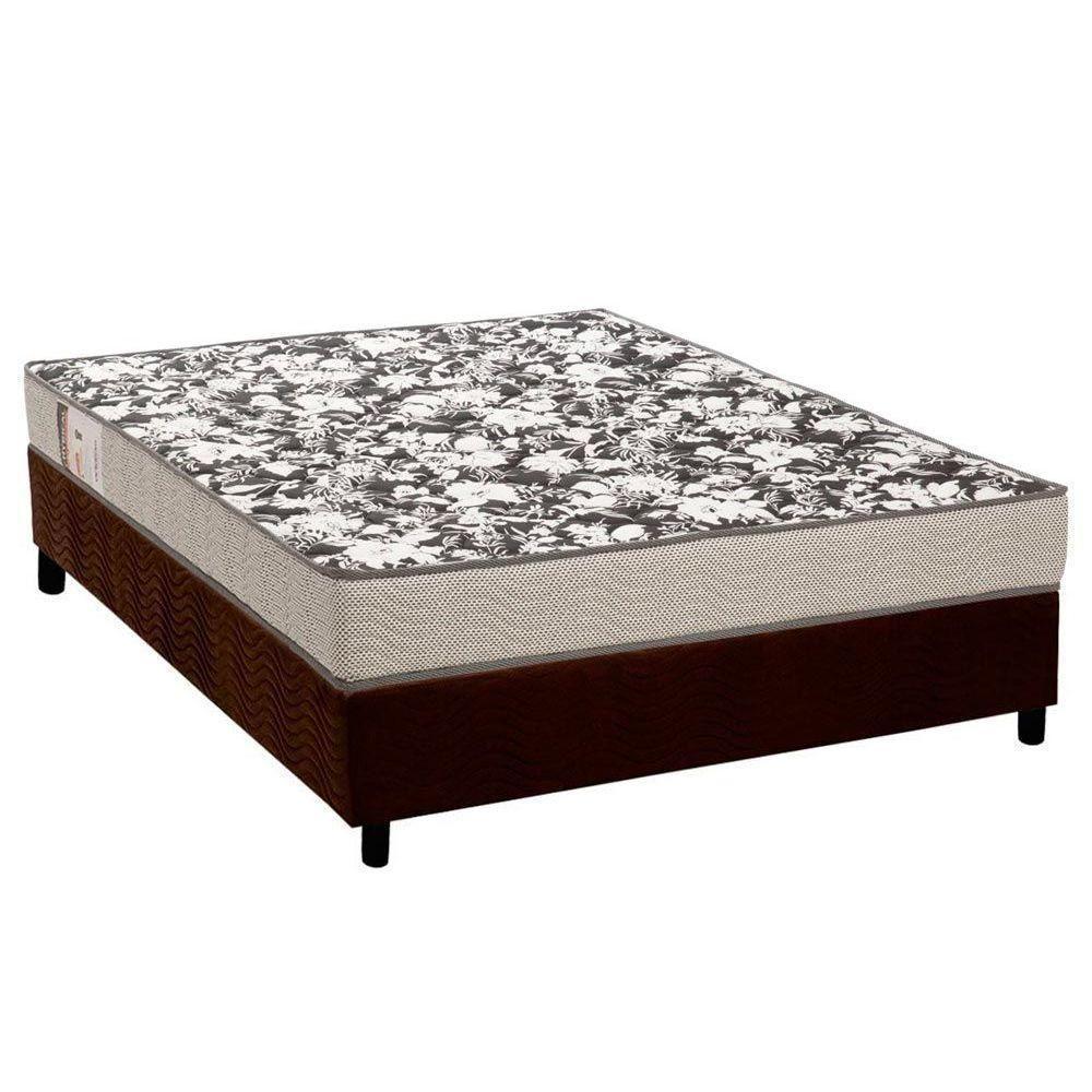 Cama Box Casal: Colchão Espuma Ortobom Physical Ultra Resistente + Base CRC Suede Brown(138x188) - 1