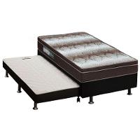 Cama Box c/Auxiliar Solteiro: Colchão Ortopédico Ortobom Light + Base CRC Courano Black(88x188) - 1