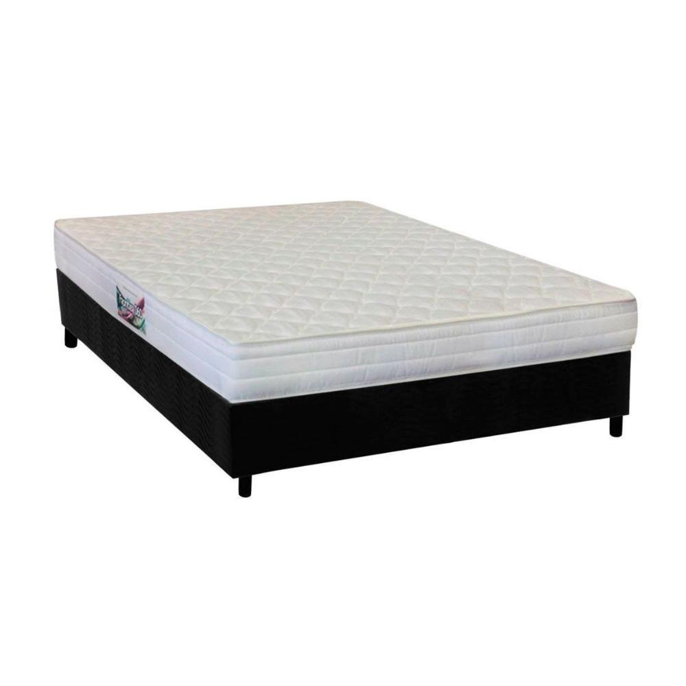 Cama Box Casal: Colchão Anatômico Herval AG65 Frontier + Base CRC Suede Black(138x188) - 1