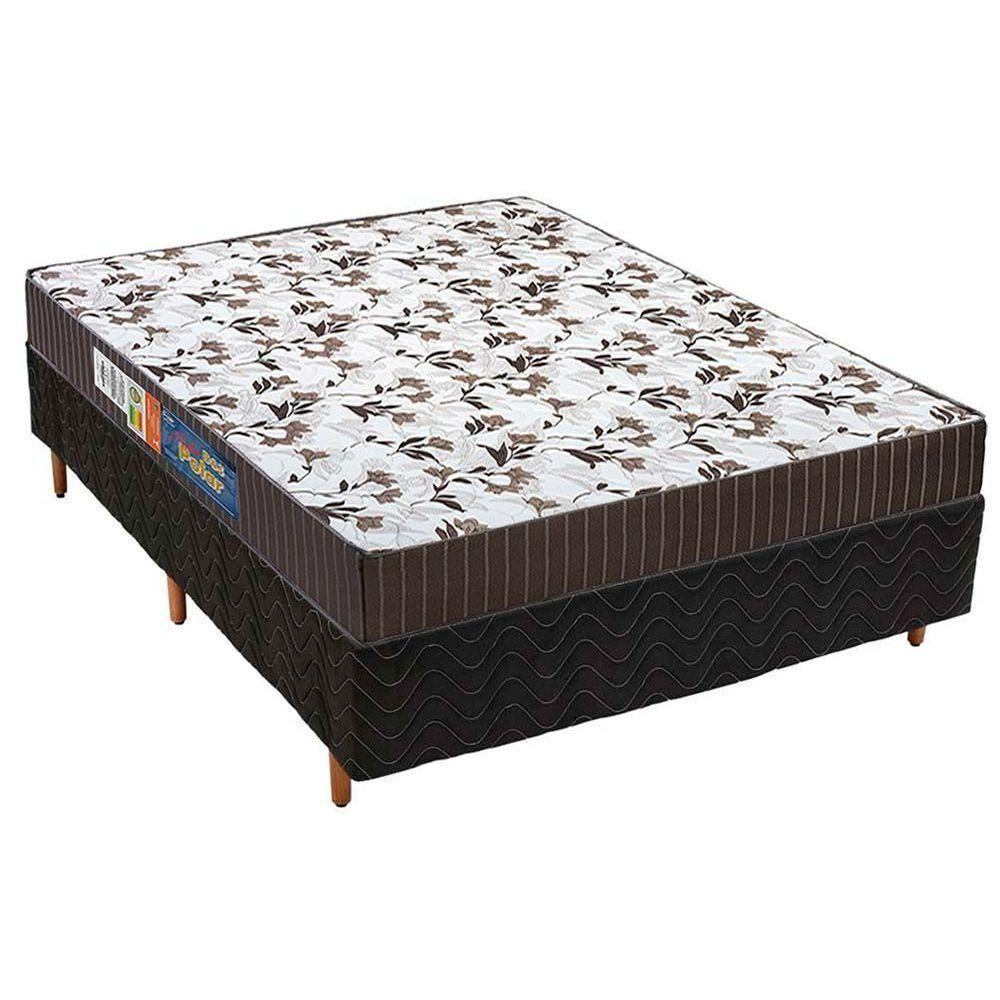 Cama Box Casal: Colchão Espuma D33 Polar Pérola + Base CRC Fantasy Black(138x188) - 1