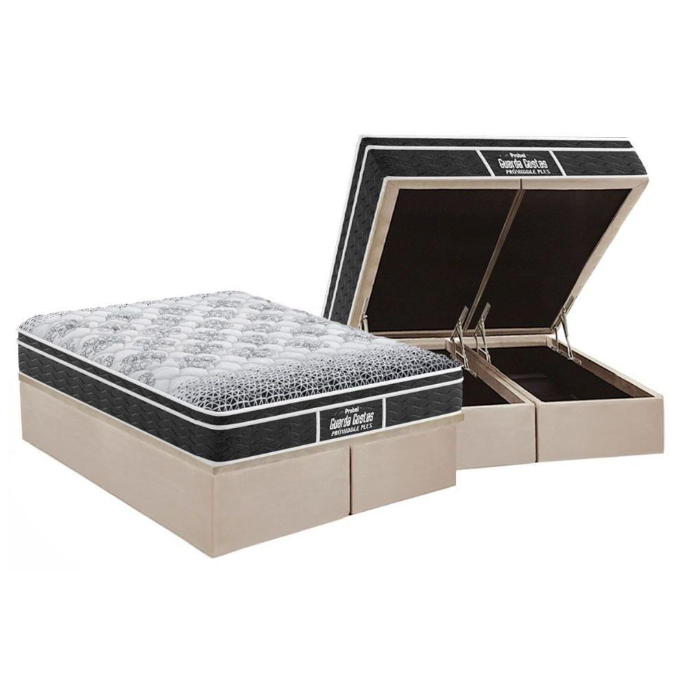 Cama Box Baú Queen: Colchão Anatômico Probel D28 / EP Guarda Costas PróMiddle Plus + Base CRC Suede Clean(158x198) - 1